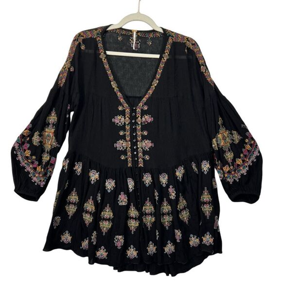 Free People | Arianna Embroidered Tunic in Black - Size small - Picture 3 of 16